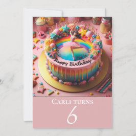 かわいいバレリーナの誕生日ケーキパーティー 招待状