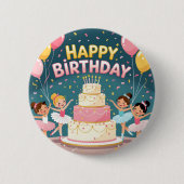 かわいいバレリーナの誕生日テーマ 缶バッジ (正面)