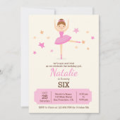 かわいいバレリーナの誕生日パーティー招待状 招待状 (正面)