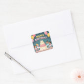 かわいいバレリーナの誕生日 スクエアシール (封筒)