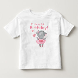 かわいいバレリーナの象 お誕生日おめでとう  トドラーTシャツ