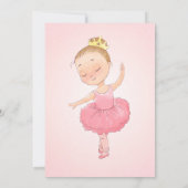 かわいいバレリーナウォーターカラーピンク金ゴールドガール誕生日 招待状 (裏面)