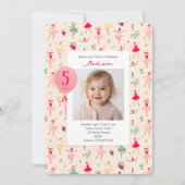 かわいいバレリーナガールバースデーパーティーの写真 招待状 (正面)