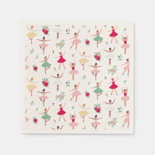 かわいいバレリーナガールバースデーパーティーの招待状 スタンダードカクテルナプキン (正面)
