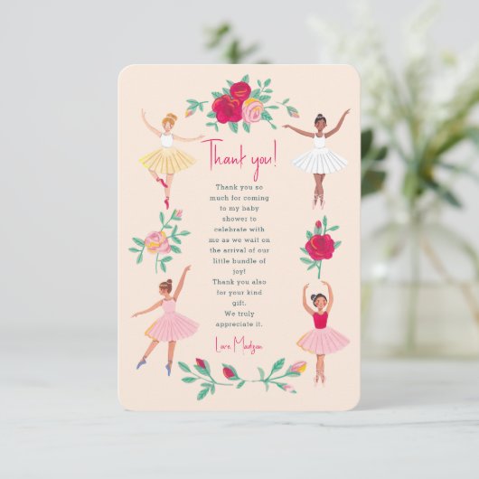 かわいいバレリーナガールバースデーパーティーの招待状 招待状 (スタンド正面)