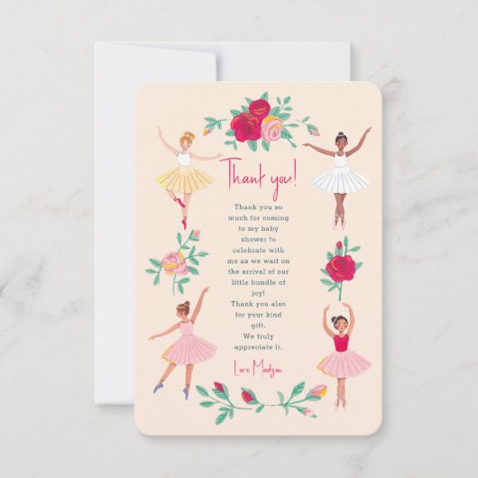 かわいいバレリーナガールバースデーパーティーの招待状 招待状 (正面)