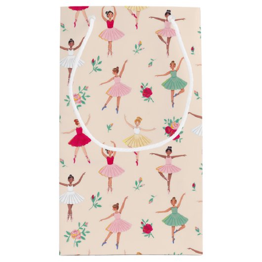 かわいいバレリーナガールバースデーパーティー スモールペーパーバッグ (裏面)