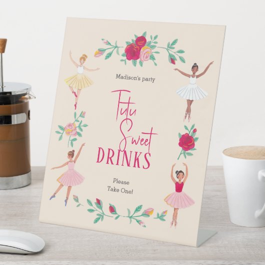かわいいバレリーナガールバースデーパーティー 台座サイン (インサイチュ)