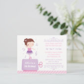かわいいバレリーナガールミュージックボックス誕生日パーティー 招待状 (スタンド正面)