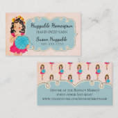 かわいいバレリーナガール編み物のかぎ糸 名刺 (正面/裏面)