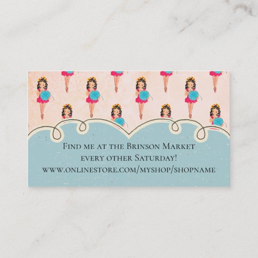 かわいいバレリーナガール編み物のかぎ糸 名刺 (裏面)