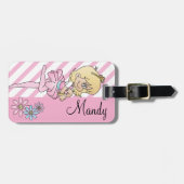 かわいいバレリーナガール | DIY文字 |ピンク ラゲッジタグ (正面横)