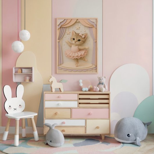 かわいいバレリーナキッテンウォールアート ポスター