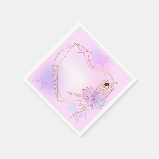 かわいいバレリーナジオメトリックガールズスペシャルピンクパーティー スタンダードカクテルナプキン (角)