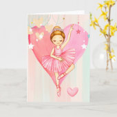 かわいいバレリーナスターとハート空白のノートカード カード (黄色い花)
