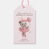 かわいいバレリーナベアの1歳の誕生日お礼タグです ギフトタグ (正面)
