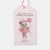 かわいいバレリーナベアの1歳の誕生日お礼タグです ギフトタグ (裏面)
