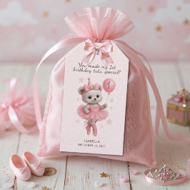 かわいいバレリーナベアの1歳の誕生日お礼タグ ギフトタグ