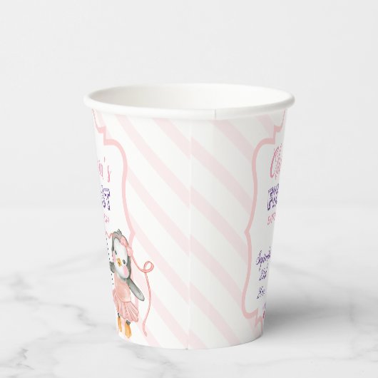 かわいいバレリーナベビーペンギンピンク1歳の誕生日 紙コップ (右)