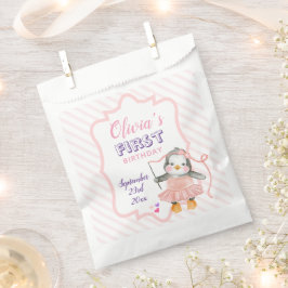 かわいいバレリーナベビーペンギン ピンク 1歳の誕生日  パーティーグッズ フェイバーバッグ
