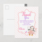 かわいいバレリーナペンギンの誕生日お礼メッセージ ポストカード (正面/裏面)