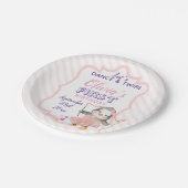 かわいいバレリーナペンギンピンク1歳の誕生日パーティーパップ ペーパープレート (アングル)