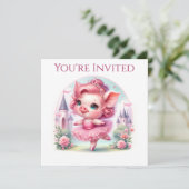 かわいいバレリーナ豚ちゃんとお城 招待状 (スタンド正面)