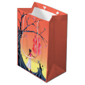 かわいいバレリーナ&キャットナイトスカイ ミディアムペーパーバッグ (正面アングル)