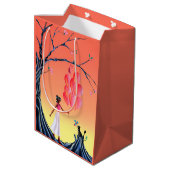 かわいいバレリーナ&キャットナイトスカイ ミディアムペーパーバッグ (裏面アングル)