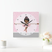 かわいいバレリーナ スクエア壁時計 (ホーム)