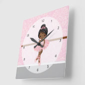 かわいいバレリーナ スクエア壁時計 (傾斜)