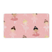 かわいいバレリーナ、女性と女の子、バレエのギフトパターン ラベル (正面)