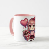 かわいいバレンタインのアニメの女の子 マグカップ (正面左)