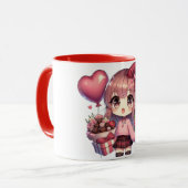 かわいいバレンタインのアニメの女の子 マグカップ (正面左)