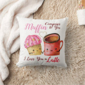 かわいいバレンタインのカップケーキとコーヒーマグのカップル クッション (ブランケット)
