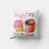 かわいいバレンタインのカップケーキとコーヒーマグのカップル クッション (裏面)