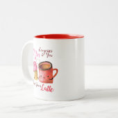 かわいいバレンタインのカップケーキとコーヒーマグのカップル ツートーンマグカップ (正面左)