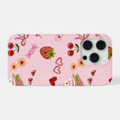 かわいいバレンタインのスイーツとイチゴ柄  iPhoneケース (裏面横)