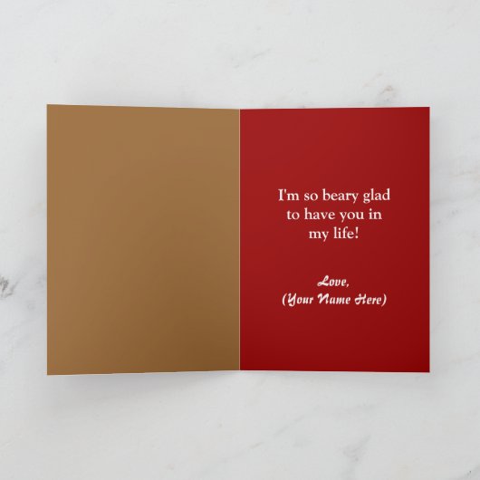 かわいいバレンタインのデイカード、テディベアパーソナライズされた、 シーズンカード (内部)