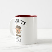 かわいいバレンタインのナッツあなたについてアコーンおもしろいハート ツートーンマグカップ (正面左)