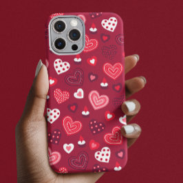 かわいいバレンタインのハートパターン iPhone 16 PROケース