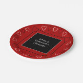 かわいいバレンタインのハート赤にメッセージを追加 ペーパープレート (アングル)