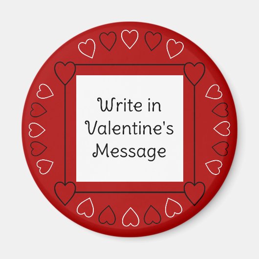 かわいいバレンタインのハート赤にメッセージを追加 マグネット (正面)