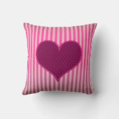 かわいいバレンタインのピンクのストライプハート クッション (裏面)