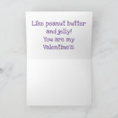 かわいいバレンタインのピーナッツバターとジャムの漫画 カード (内部)