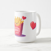 かわいいバレンタインのフライドポテトのダジャレ コーヒーマグカップ (正面右)