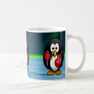 かわいいバレンタインのペンギンおもしろいアニメ コーヒーマグカップ