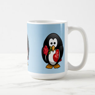 かわいいバレンタインのペンギンおもしろいアニメ コーヒーマグカップ