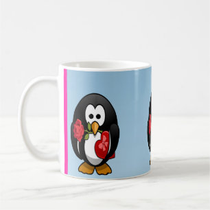 かわいいバレンタインのペンギンおもしろいアニメ コーヒーマグカップ