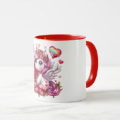 かわいいバレンタインのユニコーン マグカップ (正面右)